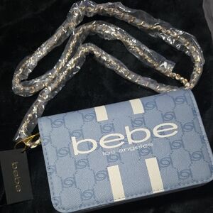 bebe Light Blue Logo Chain Strap Crossbody